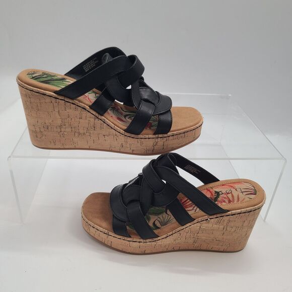 NEW B.O.C. Cora Platform Wedge Sandal Black SZ-10 Comfort Open Toe Boho - Picture 3 of 9